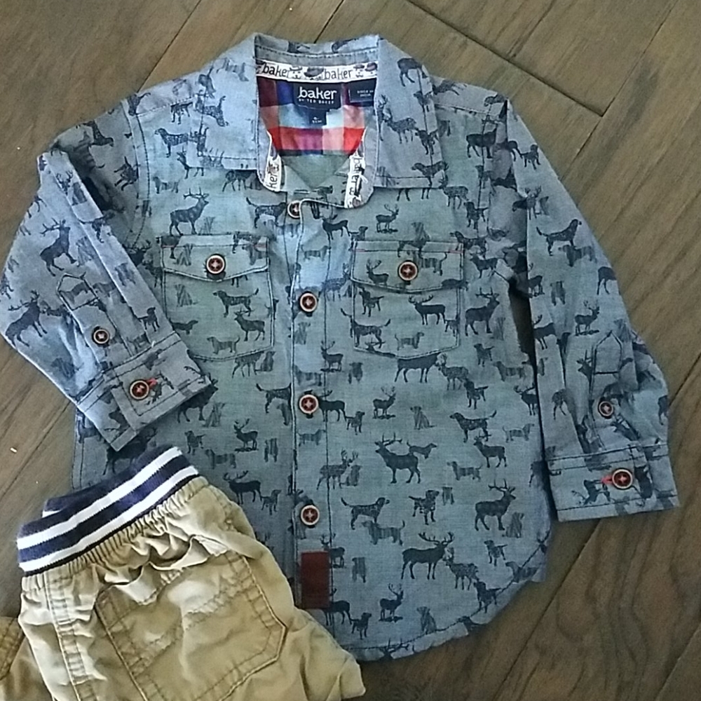Rustic print collared shirt